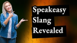 What is the slang for speakeasy [upl. by Joses]