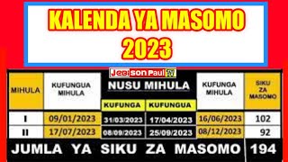 KALENDA YA MIHULA YA MASOMO MWAKA 2023 JUMLA YA SIKU ZA MASOMO NI 194 [upl. by Asiluy691]