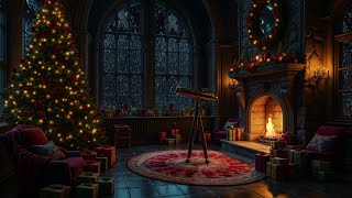 🎅 Castle Room Christmas Ambience amp Cozy Fireplace ❄️ Winter Snowstorm in the Woods for Deep Sleep🎄 [upl. by Aihtenak222]