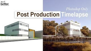 Post Production Exterior image Architectural Visualisation Photoshop only [upl. by Akienahs]