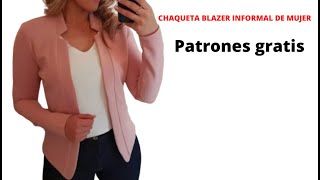 CHAQUETA BLAZER INFORMAL DE MUJERCómo hacerPatrones gratisPaso a pasoCorte y confección [upl. by Raddy216]