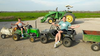 Playing on the Farm with Tractors and Trucks Compilation  Tractors for kids [upl. by Aneele]