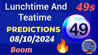 Uk49s Lunchtime Lotto Prediction for 08 October 2024  TODAY TEATIME 08102024 [upl. by Arlinda502]