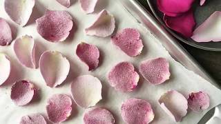 How to QUICKLY make CANDIED ROSE PETALS edible flowers step by step  amazing [upl. by Kala]