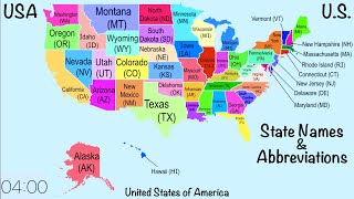 🔴 50 USA State Name Abbreviation Map Location Shape US United States of America Geography US 🔴 [upl. by Ier]