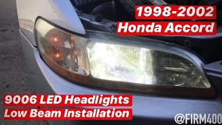 19982002 HONDA ACCORD 9006 LED HEADLIGHT BULB INSTALLATION UPGRADE [upl. by Artimed]