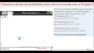 Probabilités autour de la loi normale sur TINspire™ [upl. by Crary]