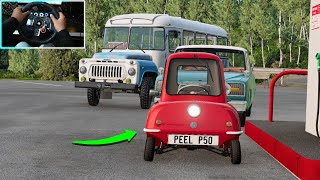 Driving Worlds Smallest Car  PEEL P50  G29 Steering Wheel [upl. by Eamaj]