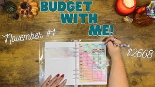 BUDGET WITH ME  NOVEMBER 1  2668  CASH ENVELOPE SYSTEM  DAVE RAMSEY INSPIRED  ZERO BASED [upl. by Cumings141]