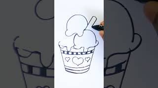 How to draw three scoops cute ice cream  आसान चित्र  shorts [upl. by Oap]