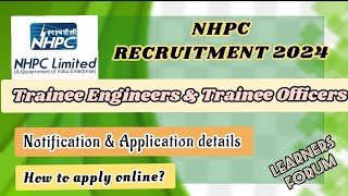 NHPC Recruitment 2024  Trainee Engineers amp Officers  Complete details in English amp Tamil [upl. by Asilem]