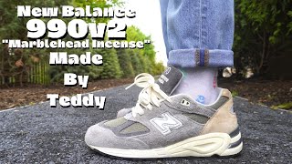 Teddy Santis x New Balance 990v2 quotMarblehead Incensequot M990TD2 Review w Lace Swaps [upl. by Oznole26]