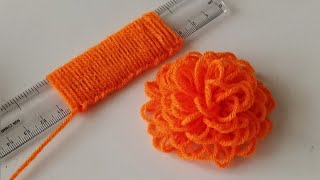 Hand Embroidery Amazing Trick  Easy Woolen Flower with Scale [upl. by Ainad53]