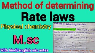 Method of determining rate laws in hindi  MSc physical chemistry hindi notes  hindi notes [upl. by Sup248]