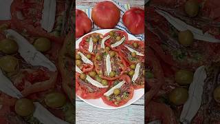 Tomates Aliñaos con Boquerones y Anchoas 😋👍 BRUTAL shorts food [upl. by Namrej]