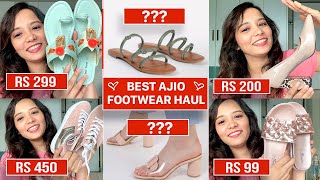 BEST AJIO HAUL EVER Flats Heels Shoes Wedges Kolhapuri’s Boots Sliders etc [upl. by Codd]