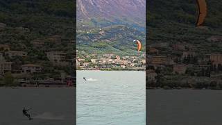 Kitesurfers on Lake Garda waves were wild but the thrill was real 🌊💨 AdrenalineRush kitesurfing [upl. by Llemert]