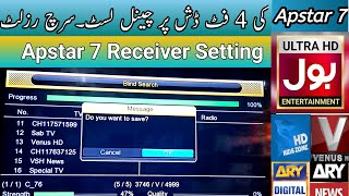 How to tune Apstar 7 Channels to the dish receiver at home  tuning  channels setting [upl. by Akkahs919]