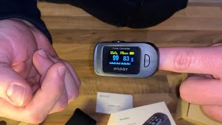 Pulsoximeter HYLOGY Oximeter Digital mit OLED Bildschirm Messen des SpO2 unboxing und Anleitung [upl. by Ahterod133]