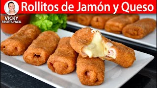 ROLLITOS DE JAMÓN Y QUESO  Vicky Receta Facil [upl. by Lynnworth465]