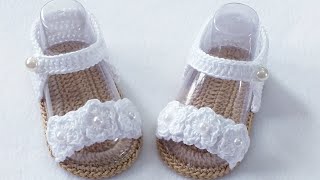 SANDALIAS A CROCHET MODELO ROSI TALLA DE 0 A 3 MESES [upl. by Nylahsoj]