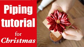 Poinsettias Pine cones Cotton balls Christmas tree piping tutorial  Buttercream flower piping [upl. by Natye]