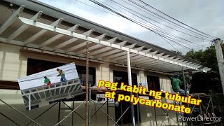 pag kabit ng tubular at polycarbonate roofing installation PART2 EP22 [upl. by Eedyah]