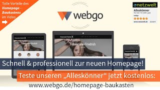 Der webgo Homepage Baukasten  einfach amp professionell die eigene Website erstellen [upl. by Airda]