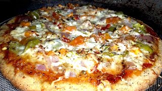 बिना ओवन के कढ़ाई मे पिज्जा बनाने का सबसे आसान तरीका  Cheesy Atta Pizza in Kadai  Veg Cheese Pizza [upl. by Sublett303]