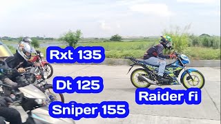 Dt 125 vs Raider fi vs Rxt 135 vs Sniper 155 [upl. by Aehtela908]