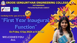 29th  First Year Inaugural Ceremony  Erode Sengunthar Engineering College  ESEC [upl. by Adnamor25]