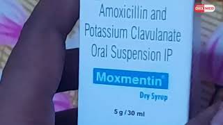 Amoxicillin and potassium clavulanate oral suspension ip in hindi  Moxmentin Dry Syrup suspension [upl. by Ainesell]