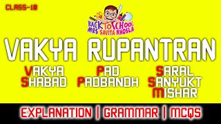 vakyarupantaran class10 grammarexplamationmcqs cbsencert  VAKYA RUPANTARAN CLASS 10TH  QA [upl. by Nus]