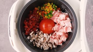 Easy Delicious One Pot Rice Meal Tomato amp Pork Rice  电饭锅番茄饭 [upl. by Yellac857]