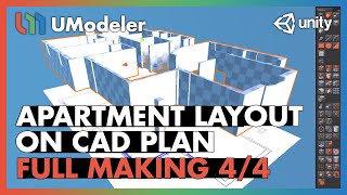 Apartment Layout on CAD plan  44  UModeler Tutorial [upl. by Azelea]