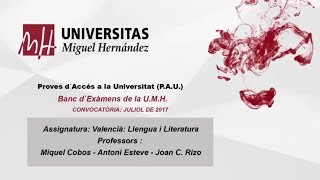 Valencià Llengua i Literatura Juliol de 2017  Opció A [upl. by Leirraj355]