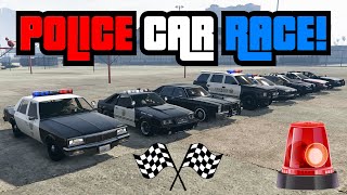 GTA 5  Which Custom COP CAR is The Fastest  DRAG RACE [upl. by Zonnya]