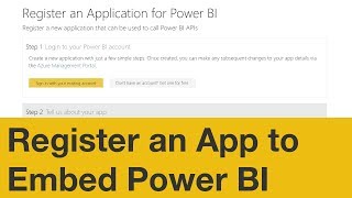 Register an App to Embed Power BI Content [upl. by Terrye]