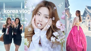 KOREA vlog  hanboks cafes lotte world skincare and more [upl. by Bilat]