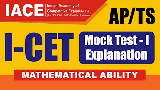 APTS ICET Mock Test  1 Explanation MATHEMATICAL ABILITY  IACE [upl. by Nauqel]