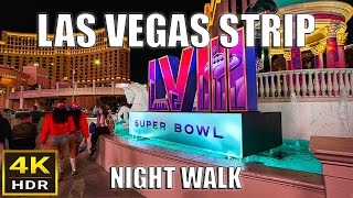 Las Vegas Strip Night Walk  February 2024 [upl. by Demeyer]