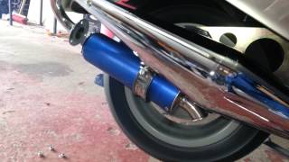 Piaggio Hexagon 180  PM Tuning PM54 exhaust sound without end can [upl. by Gianni112]