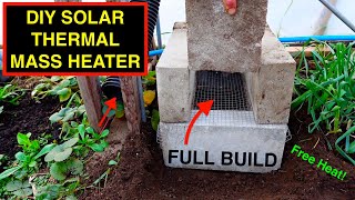 SOLAR THERMAL MASS Winter Greenhouse Heater EASY DIY Heat RecyclingRecycled Material Free Heater [upl. by Atsirak]