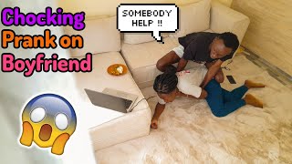 FIRST TIME PRANKING MY BOYFRIEND IN OUR NEW HOUSE  CHOKING PRANK  Cute Reaction [upl. by Amuwkuhc]