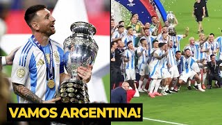 Messi Argentina trophy lift celebration after win Copa America against Colombia [upl. by Ahrens]