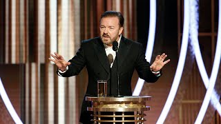 Ricky Gervais Golden Globes jokes take aim at Me Too Cats and Hollywood [upl. by Ysdnil]