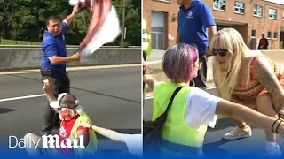 Ive got kids to feed Furious commuters confront climate activists in Washing DC [upl. by Annait]