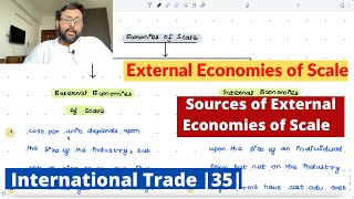 International Trade External Economies of Scale  Sources  Market Equilibrium  35 [upl. by Attayek]