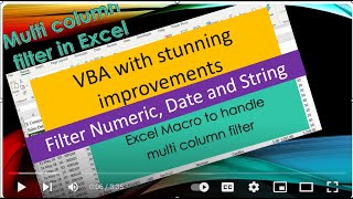 Excel Macro Multiple column filter using VBA for Numeric String and Date as well [upl. by Ahker858]