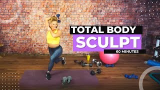 60 Min Total Body Sculpting Workout Video [upl. by Kirstin]